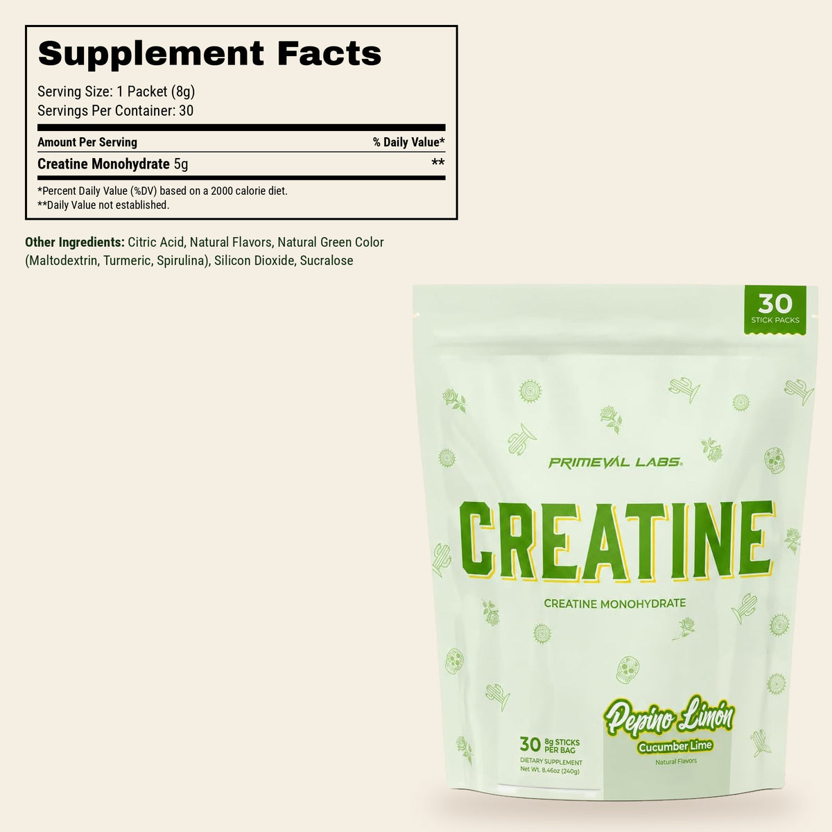 Creatine Monohydrate Stick Packs - 30 Servings